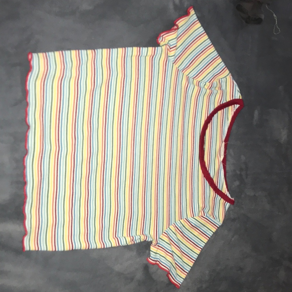A rainbow striped shirt
